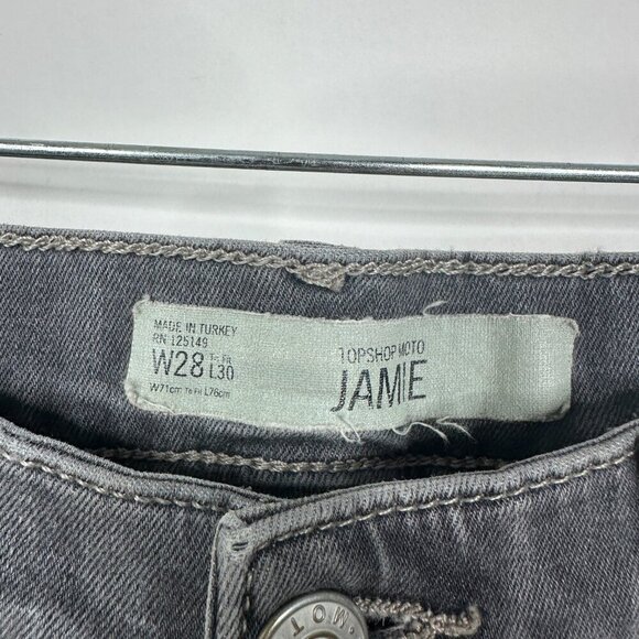 2/$30 Topshop Moto Jamie Jeans High Rise Gray Black Distressed W28 #9322 - Picture 5 of 9